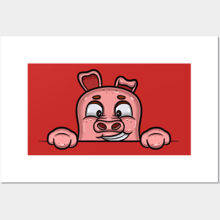 Pig Cartoon With Happy Face Expression Posters and Art